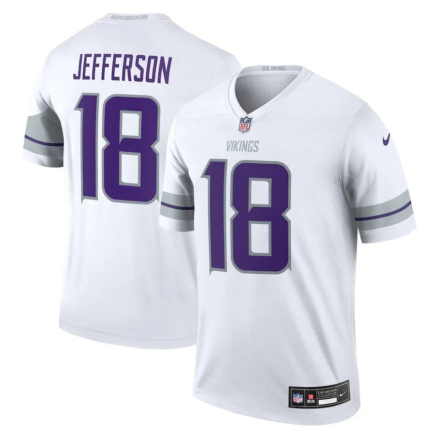 Vikings 25/26 Jefferson #18 White/Purple NFL Game Jersey