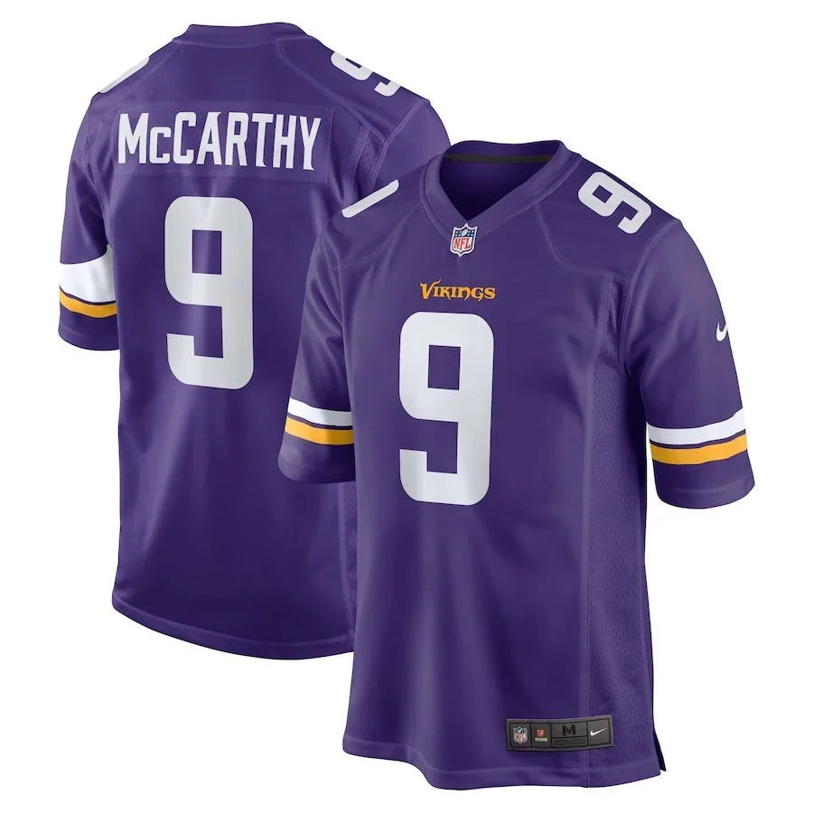 Vikings 25/26 McCarthy #9 Purple/White/Yellow NFL Game Jersey