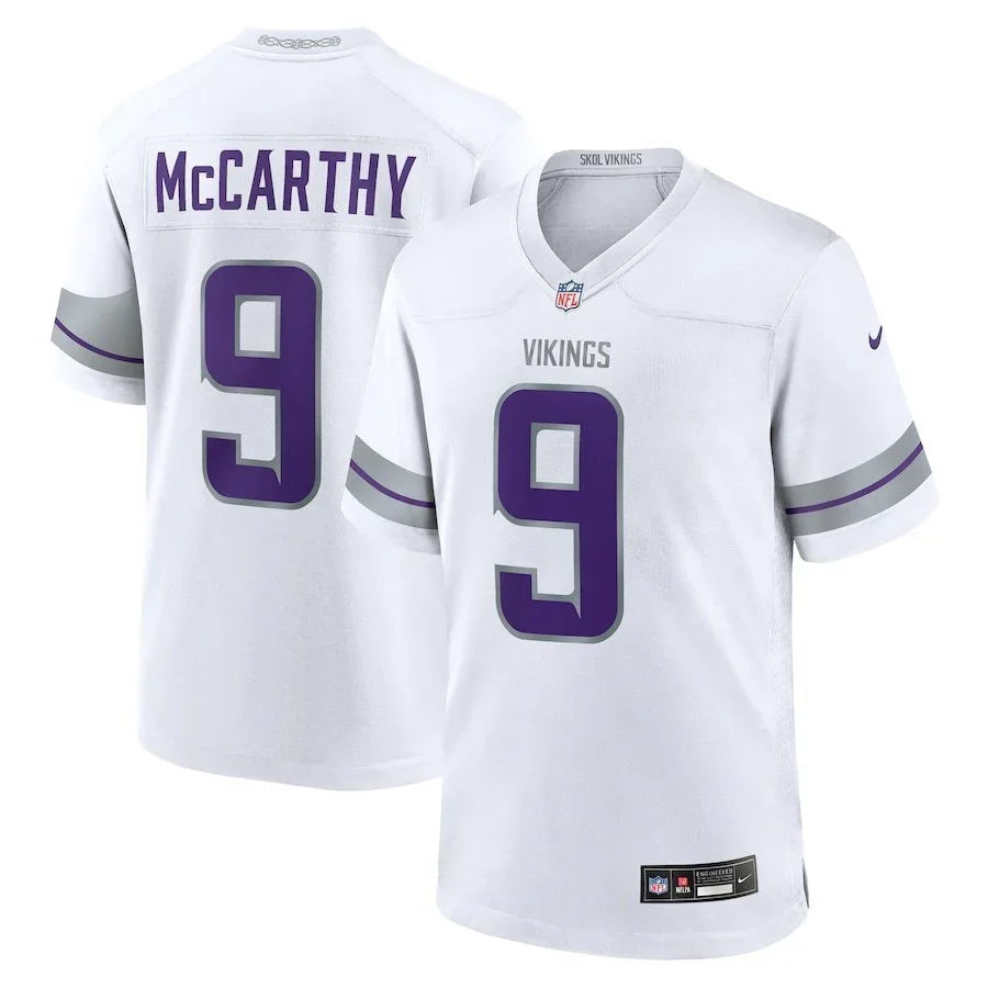 Vikings 25/26 McCarthy #9 White/Gray NFL Game Jersey