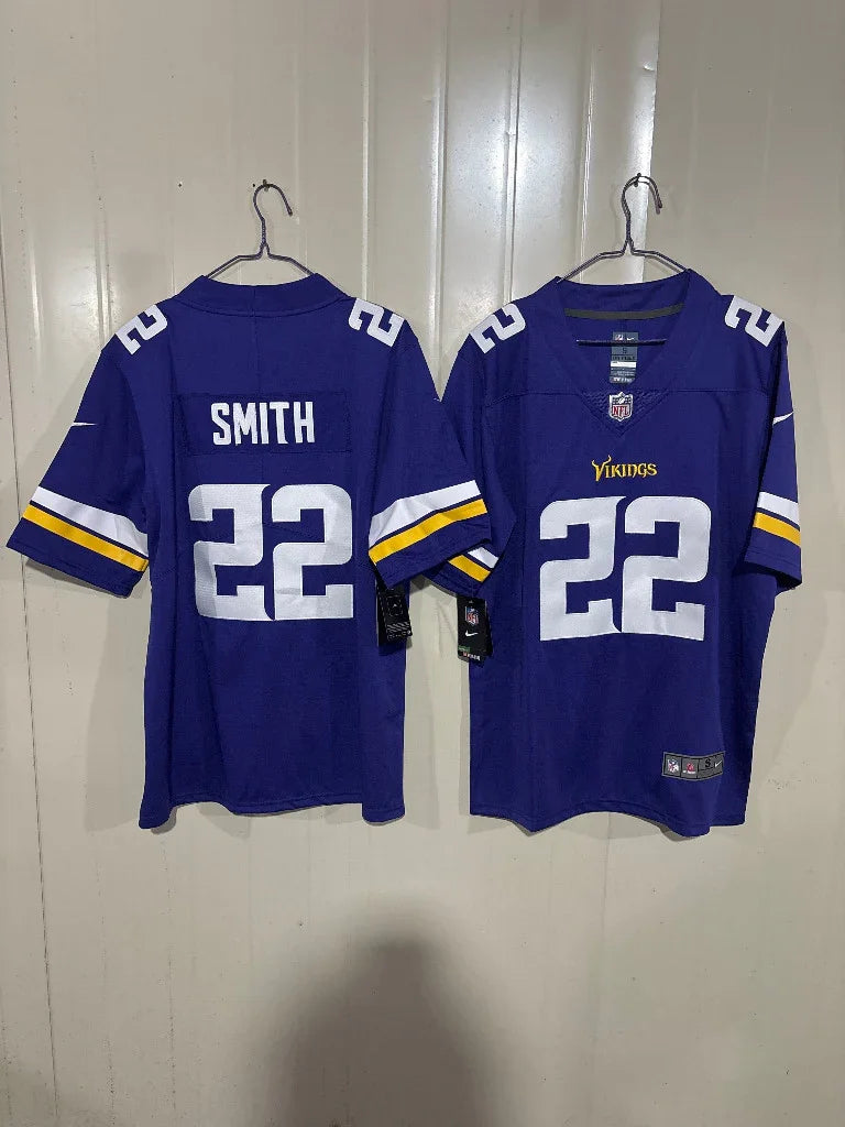 Vikings 25/26 Smith #22 Purple/Yellow NFL Game Jersey