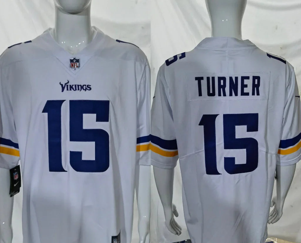 Vikings 25/26 Turner #15 White NFL Game Jersey