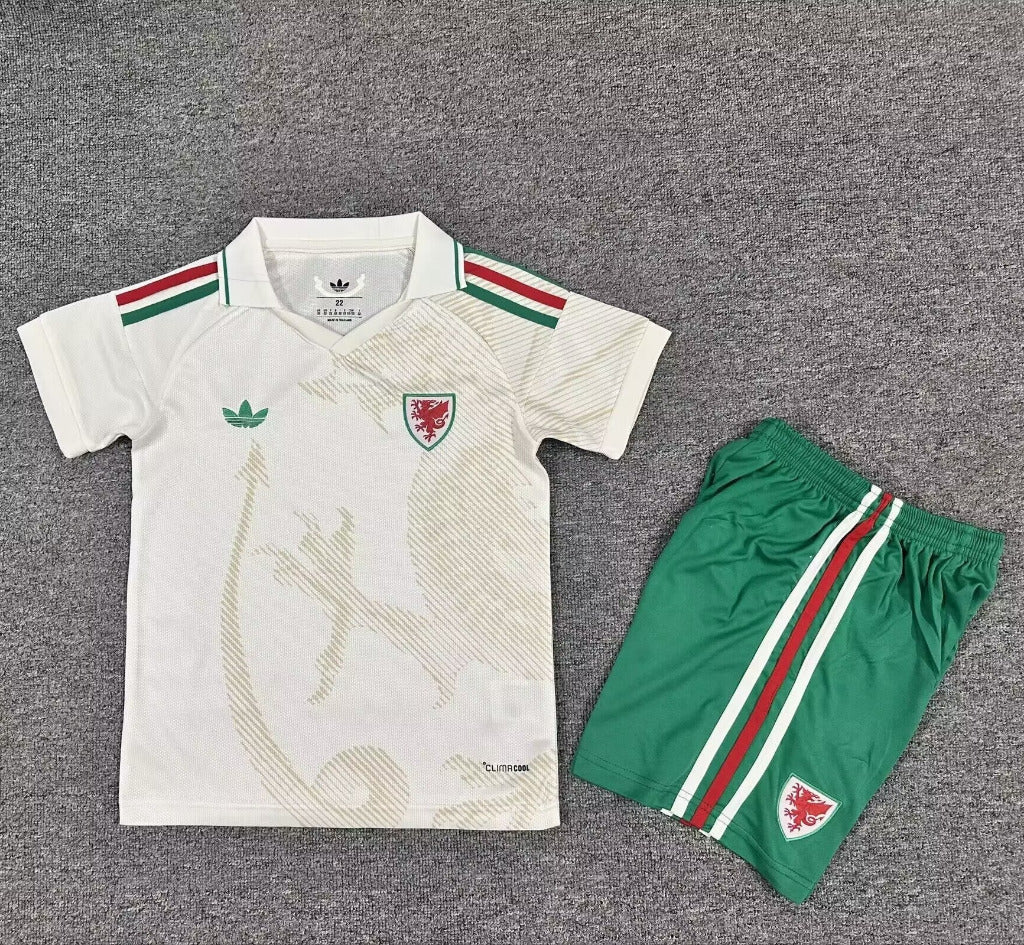 Wales 2026 White/Red/Green Away Kids Jersey Set