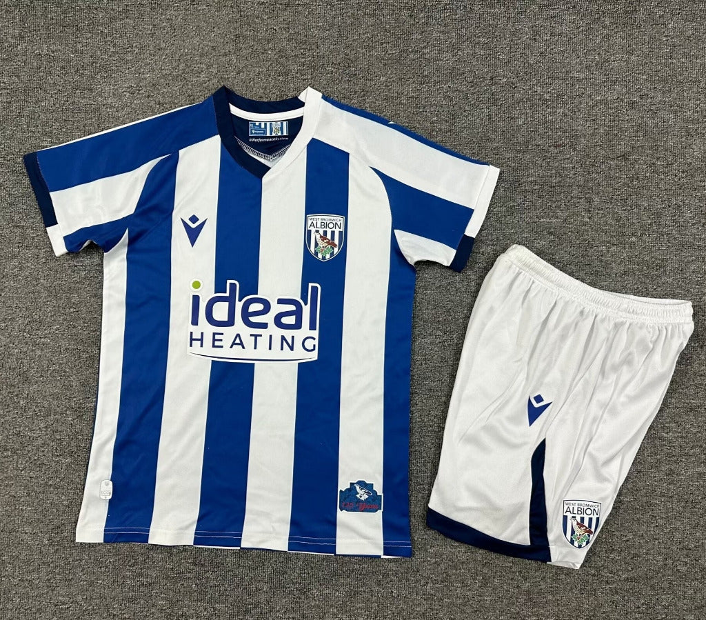 West Bromwich 25/26 White/Blue Home Kids Jersey Set