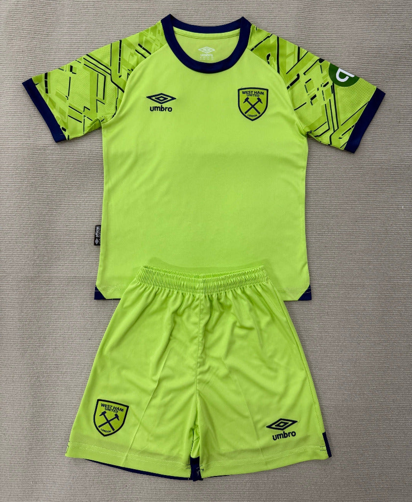 West Ham 25/26 Green/Black Goalkeeper Kids Jersey Set