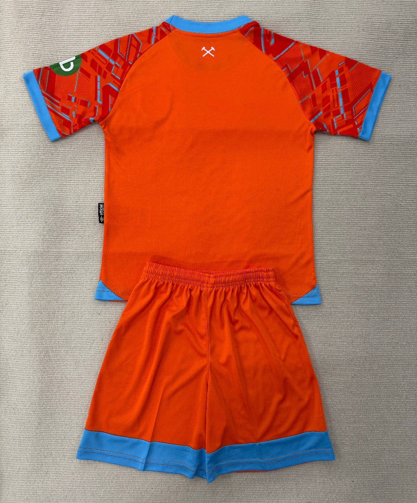 West Ham 25/26 Orange/Blue Goalkeeper Kids Jersey Set