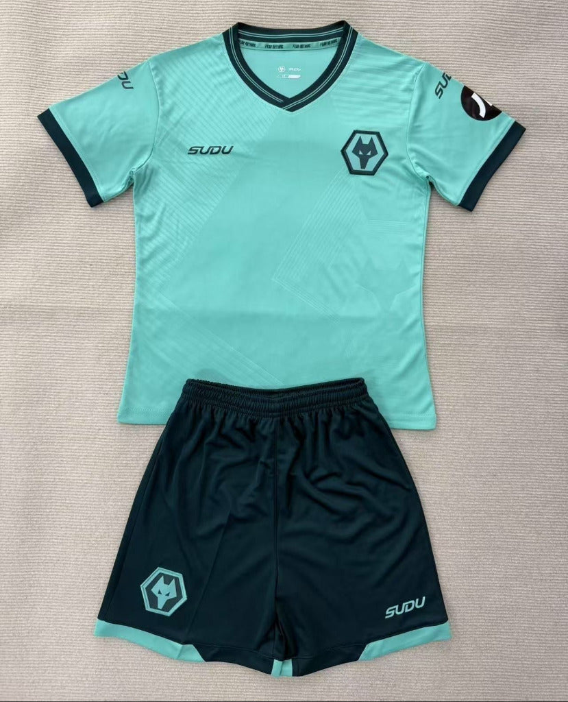 Wolverhampton Wanderers 25/26 Blue Away Kids Jersey Set