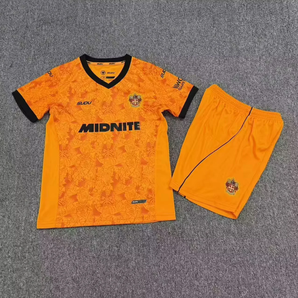 Wolverhampton Wanderers 26/27 Orange/Black Home 150th Anniversary Kids Jersey Set
