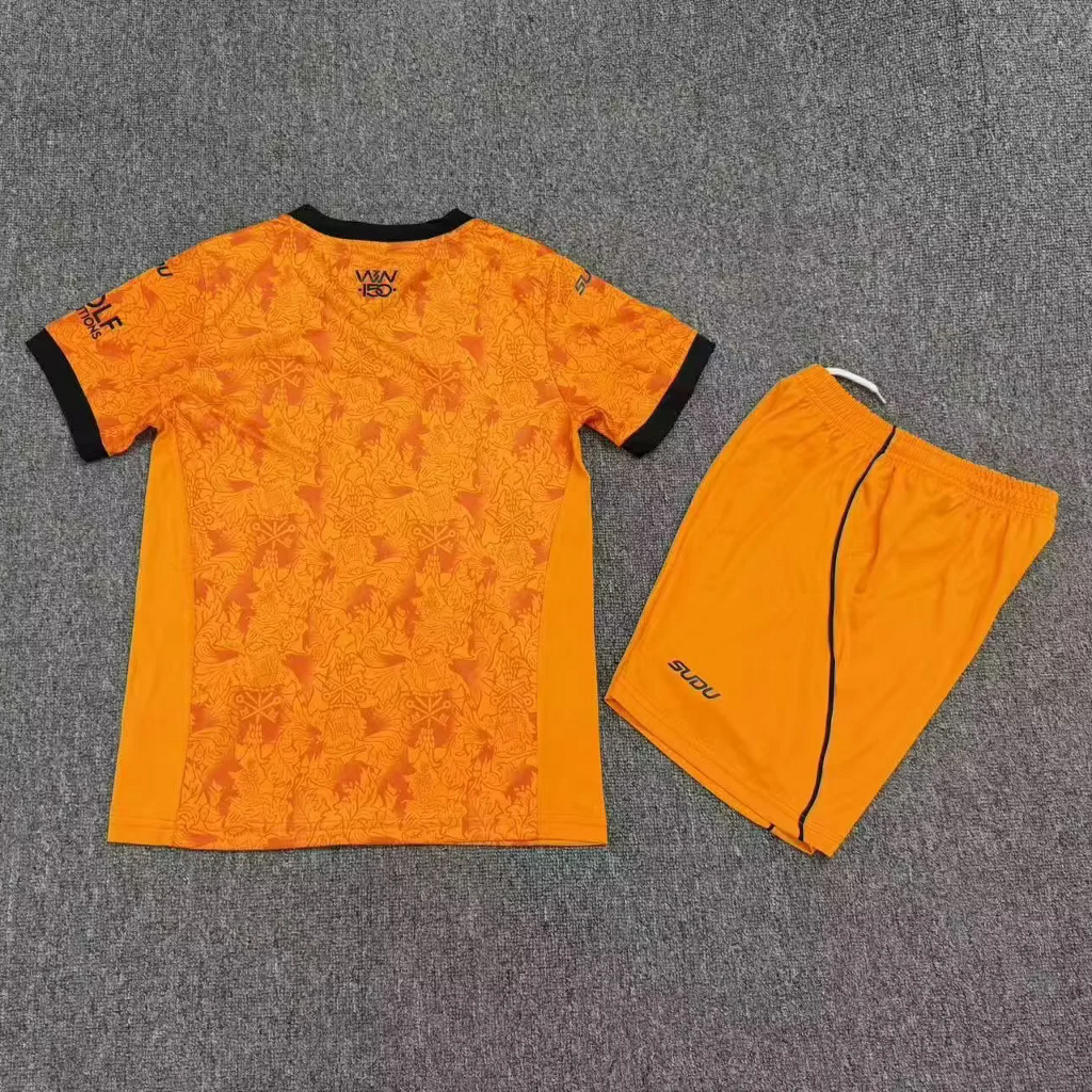 Wolverhampton Wanderers 26/27 Orange/Black Home 150th Anniversary Kids Jersey Set