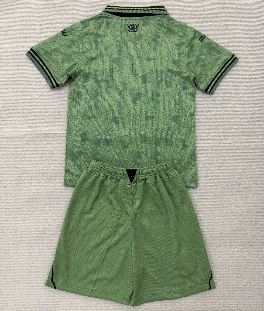 Wolves 26/27 Green/Black Trim Goalkeeper Kids Jersey Set