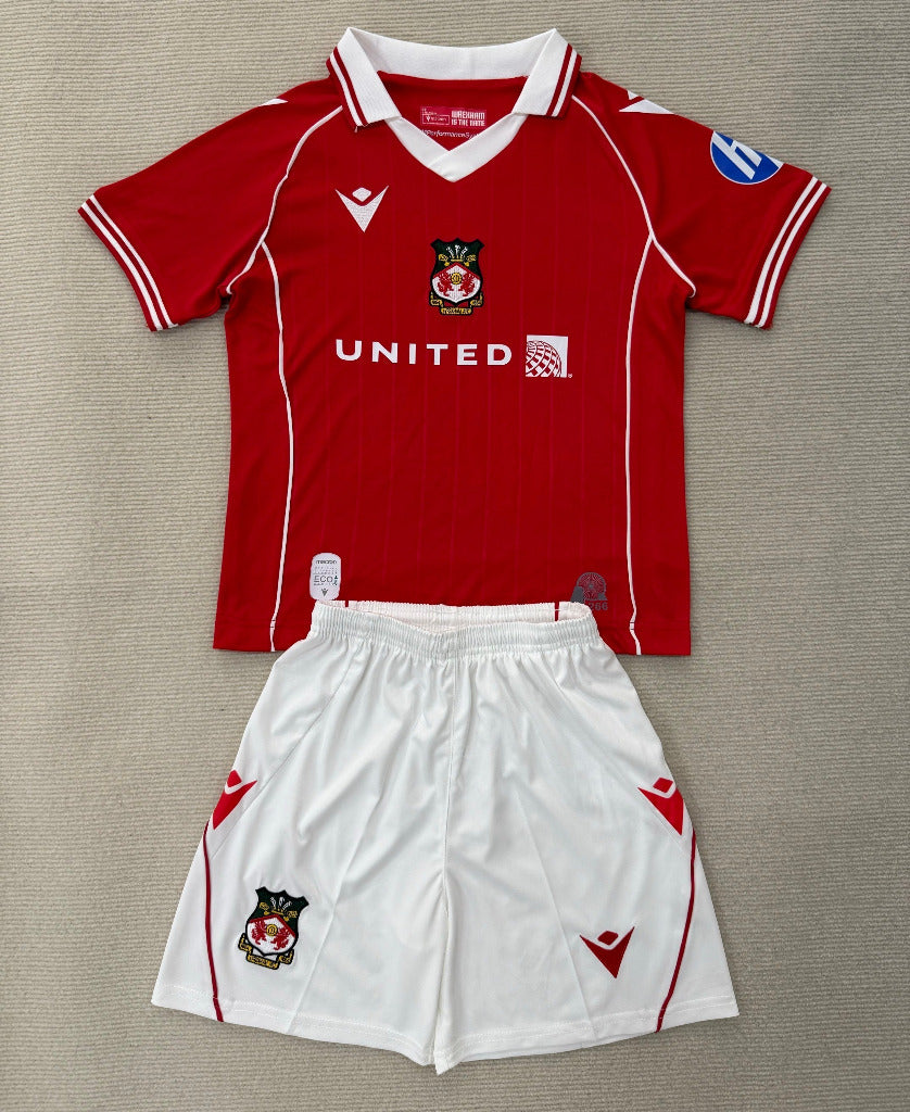 Wrexham 25/26 Red/White Home Kids Jersey Set
