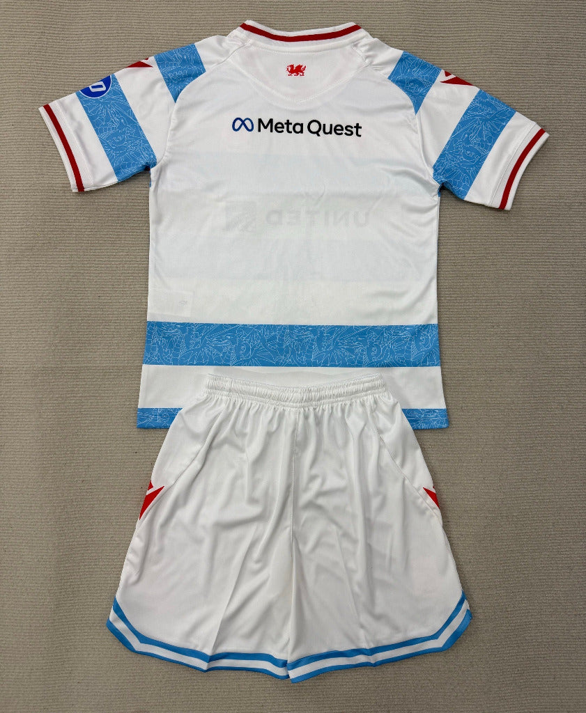Wrexham 25/26 White/Blue Third Kids Jersey Set