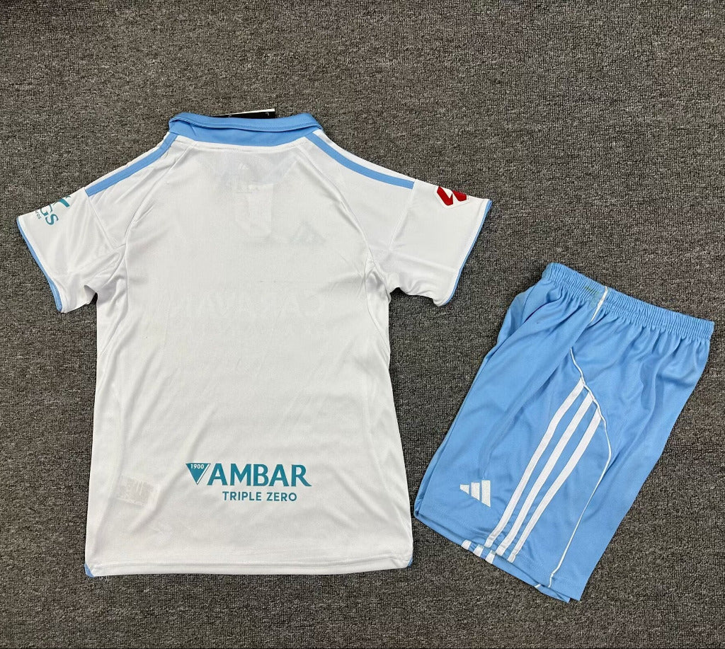 Zaragoza 25/26 White/Blue Away Kids Jersey Set